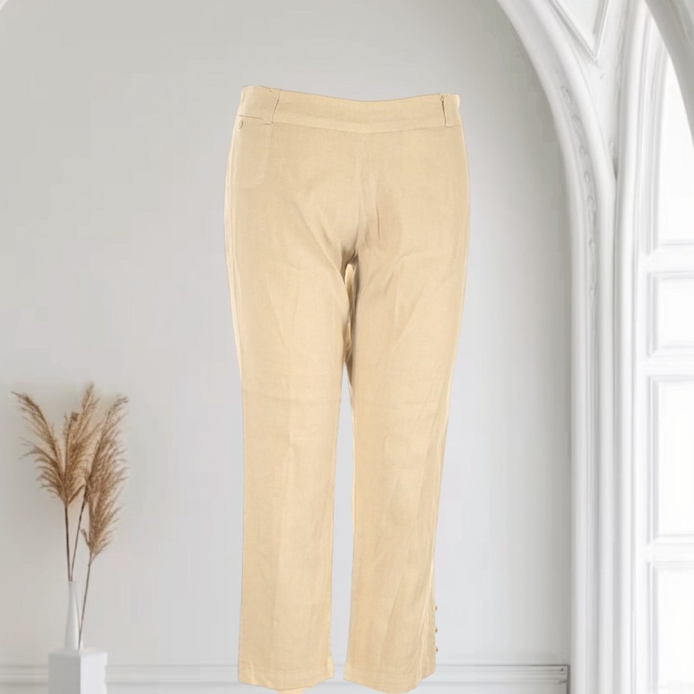 120%‎ Lino Women's Sz 42/S Linen Side-Zip Capri Pants Boho Minimalist Preppy